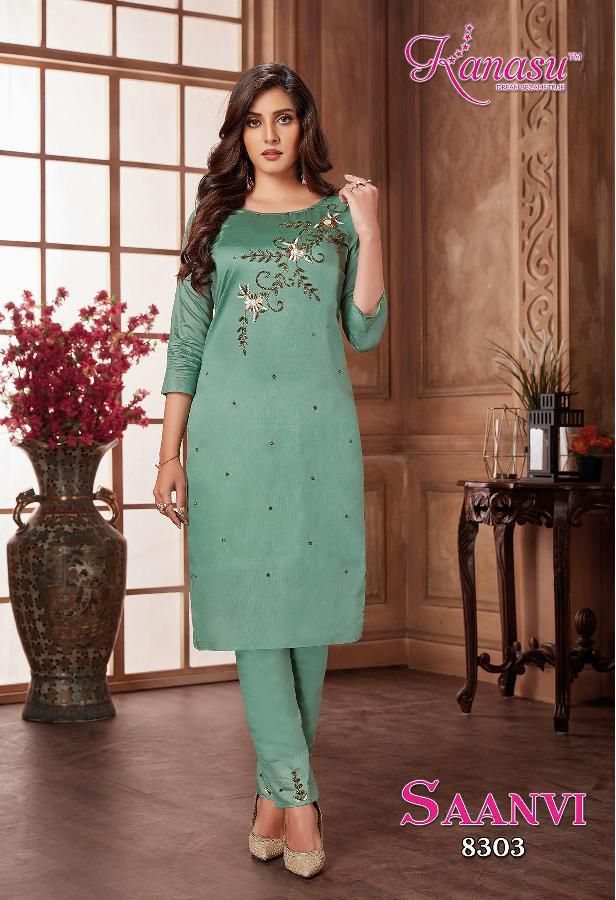 Kanasu Saanvi Silk Embroidery Kurti With Bottom Catalog
